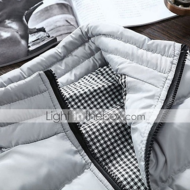 Herren Puffer Weste Weste Täglich Verabredung Urlaub Modisch Brautkleider schlicht Herbst Winter Tasche Polyester warm halten Komfortabel Glatt Gesteppt Reisverschluss Ständer Regular Fit Schwarz