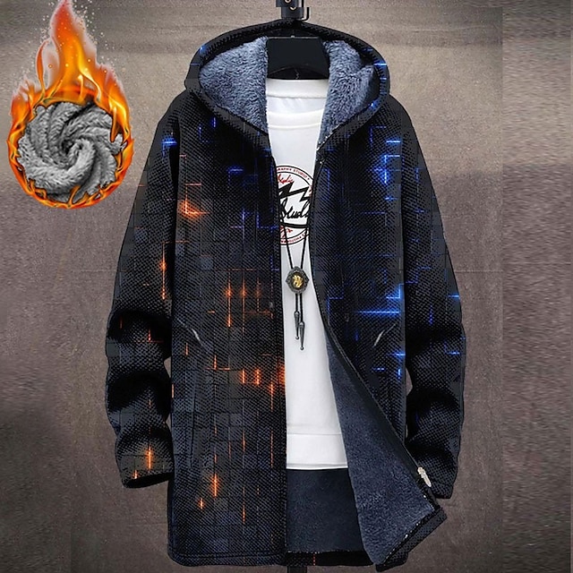 Men's Optical Illusion Graphic Prints Gradual Winter Coat Fleece Jacket Coat Warm Comfortable Breathable Fashion Streetwear Sport Sports & Outdoor Daily Wear Going out Zipper Pocket Print Fall 8