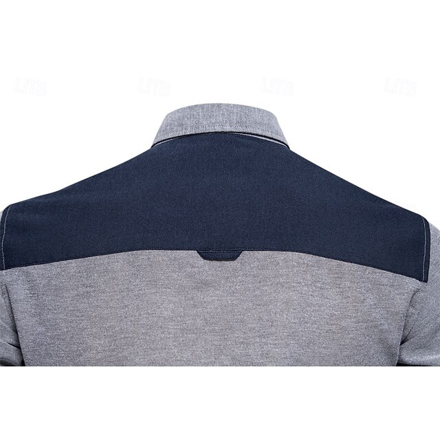 Men's Shirt Dress Shirt Light Blue White Navy Blue Gray Long Sleeve