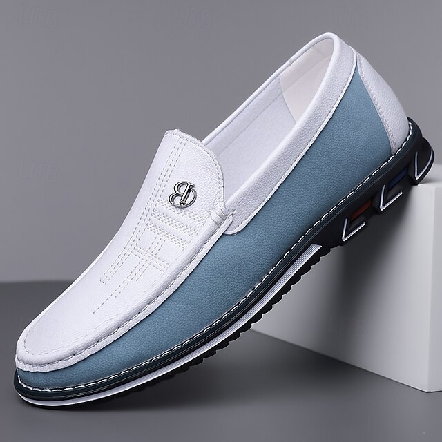 Men's Two-Tone Faux Leather Loafers - Stylish Slip-On Casual Shoes with Comfortable Sole for Daily Wear 18