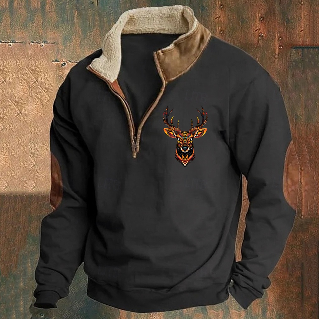  Homme Sweat shirt Sweat-shirt quart de fermeture éclair Noir bleu marine Kaki Gris Demi fermeture éclair Plein Sport & Loisir du quotidien Vacances Vêtement de rue Frais Rétro Hiver Printemps