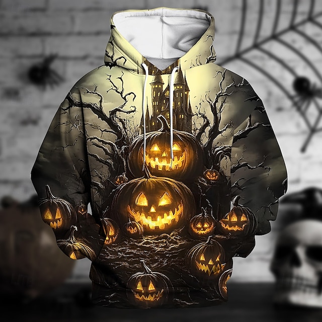  předvečer Všech svatých Dýně Kapuce Pullover předvečer Všech svatých 3D Přední kapsa Grafika Pro Pro páry Pánské Dámské Dospělé předvečer Všech svatých Karneval Plesová maškaráda 3D tisk Párty