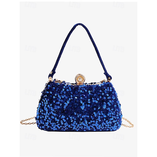  pochette da sera da donna con paillettes nere e accenti di perle – borsa glamour per feste, matrimoni ed eventi formali