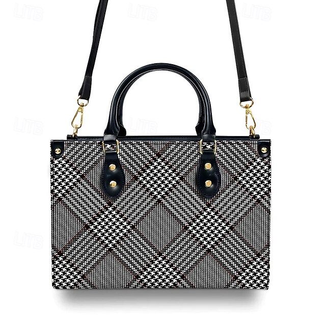  damhandväska i röd tartan med justerbar rem – snygg crossbody-väska för vardags- och kontorsbruk