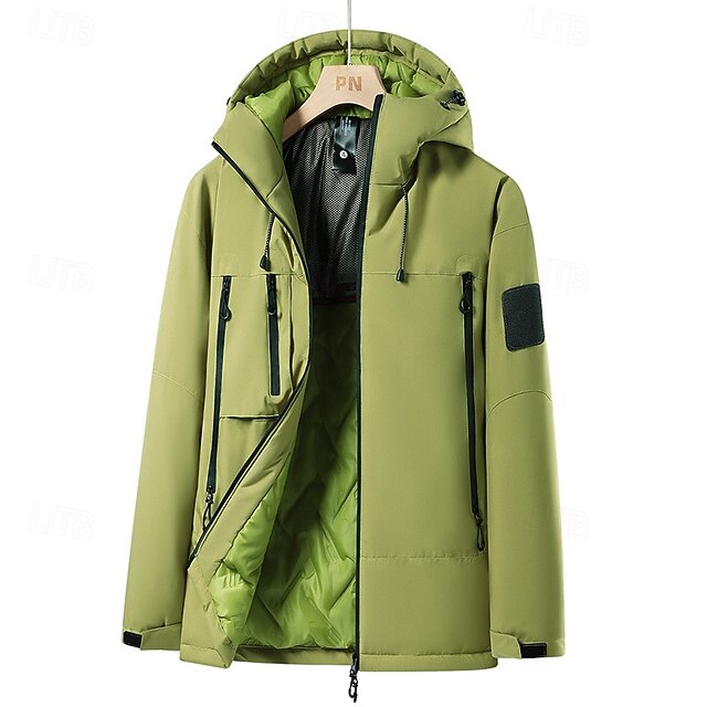  Per uomo Antivento Impermeabile Giacca con cappuccio Giacca anti-pioggia Giornaliero Da mare Impermeabile Antivento Tasche Autunno inverno Liscio Di tendenza Classico Con cappuccio Standard Nero