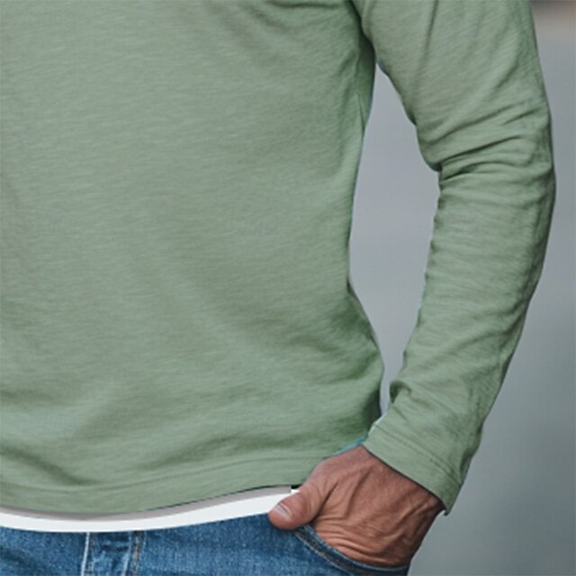 Men's T shirt Tee Solid Color Crew Neck Normal Outdoor Causal Long