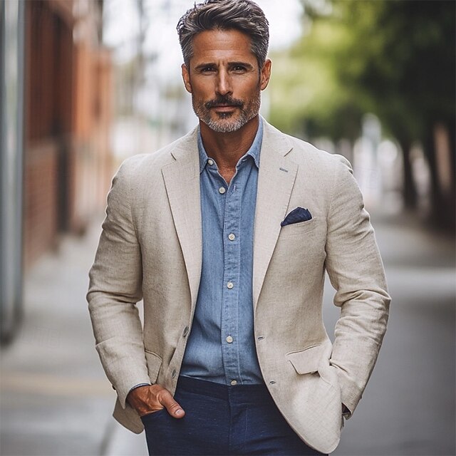 Men's Blazer Jacket Wedding Casual Daily Fashion Casual All Seasons