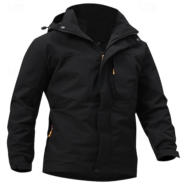  Men's Hiking Jacket Winter Outdoor Waterproof Windproof Front Zipper Lightweight Jacket Full Zip Camping / Hiking / Caving Black White Green Grey