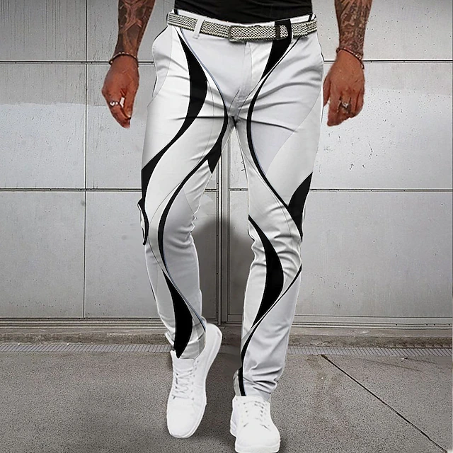 Men's Curve Dress Pants Mid Waist Casual Formal Dailywear Pocket Summer Spring Fall White4