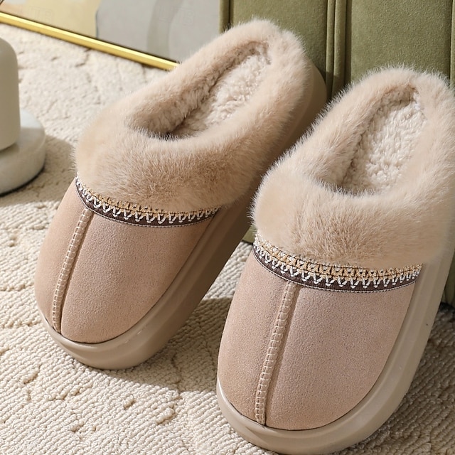  pantofole pelose con suola spessa autunno&pantofole invernali in cotone per esterni con interno in caldo peluche spesso e confortevole per la casa
