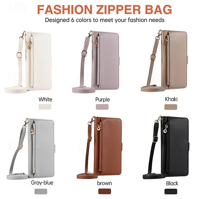  téléphone Coque Pour Pixel 9 Pro Pixel 9 Pro XL Pixel 8 Pro Pixel 8 Pixel 7 Pixel 7 Pro Pixel 6 Pixel 6 Pro Coque Arriere Avec Support fermeture Éclair avec lanière Rétro TPU faux cuir