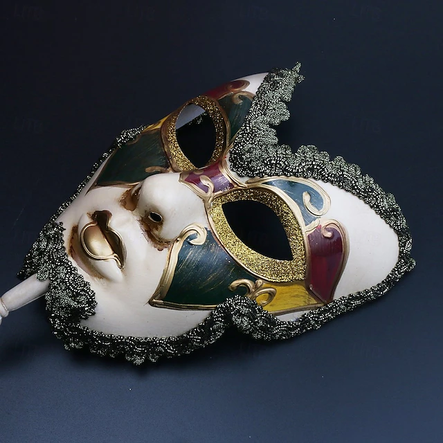 Halloween Mask Venetian Mask Mask On a Stick Carnival Mask Adults' Unisex Halloween Carnival Mardi Gras Party Evening Wear Masquerade Prom Easy Halloween Costumes Dress Up 10