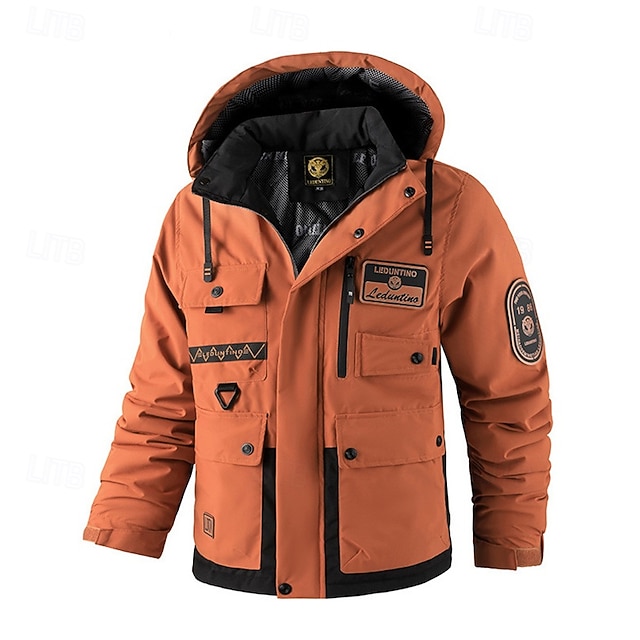  Męskie Kurtka outdoorowa Płaszcz zimowy Płaszcz przeciwdeszczowy Kieszeń WODOSZCZELNOŚĆ Poliester Dzienne zużycie Randka Urlop Regularny Moda Codzienny Wygodny Keep Warm Wodoodporny Jesień i zima