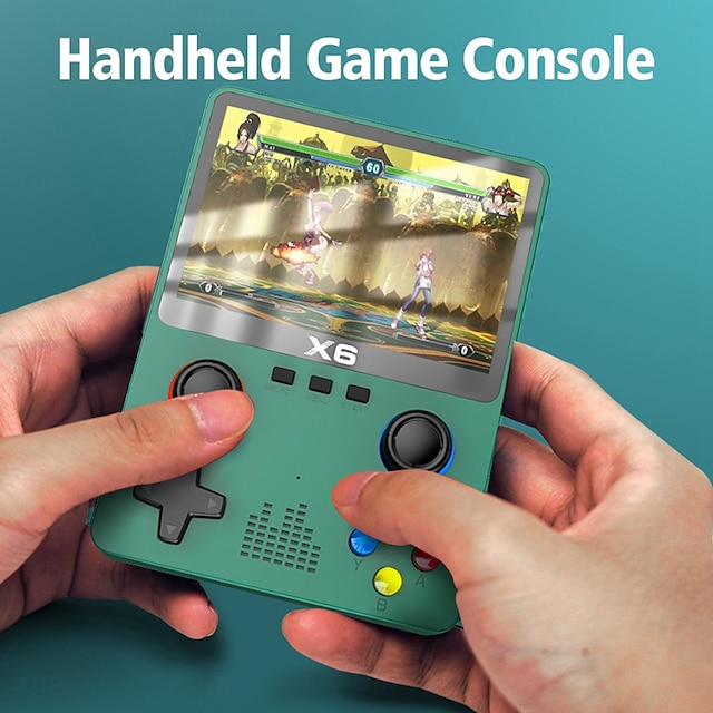  Consola de juegos retro portátil x6, miniconsola con pantalla IPS de 3,5 pulgadas, conexión de controlador compatible con ATJ22735, 32 bits, RISC, regalo para niños
