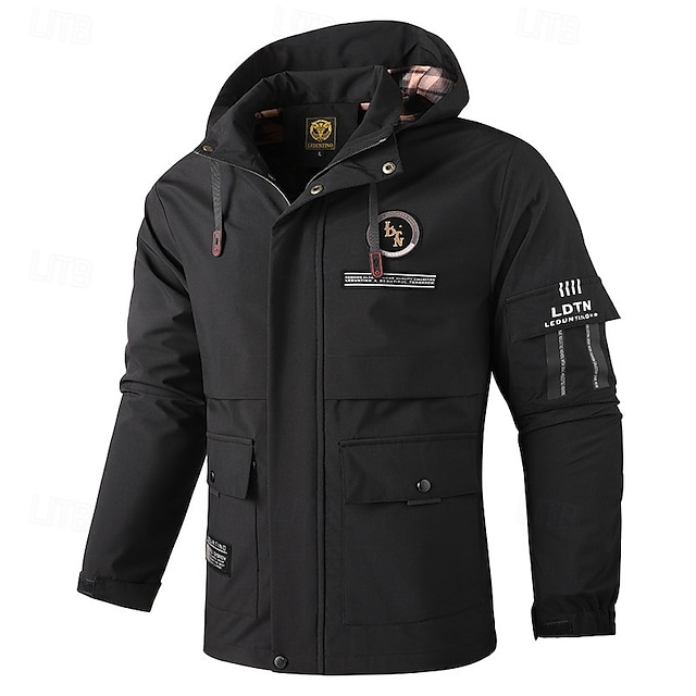  Homens Jaqueta de Inverno Casaco esportivo Capa de chuva Jaqueta de Trilha Ao ar livre Acampar e Caminhar Prova-de-Água Jaqueta Corta-Vento Zíper Bolsos Outono Inverno Côr Sólida Moda Roupa de rua