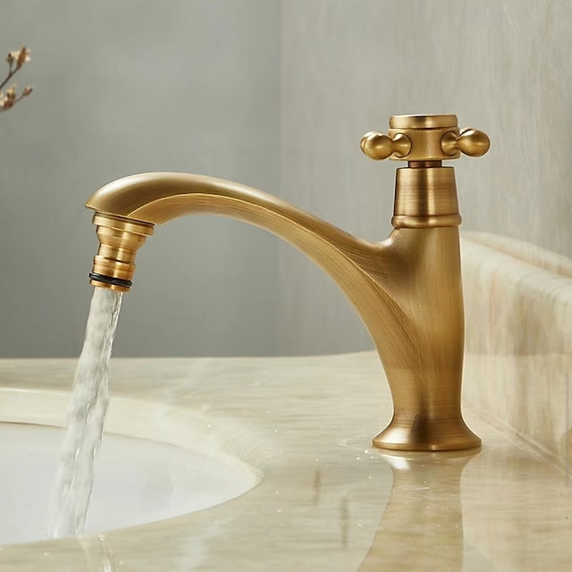  Bathroom Sink Faucet Antique Brass Single Handle One Hole Centerset Mount Lavatory Bathroom Vanity Faucet