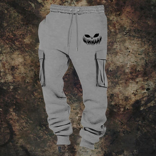 Men's Sweatpants Joggers Trousers Cargo Sweatpants Elastic Waist Multi Pocket Elastic Cuff Animal Deer Wearable Outdoor Daily Camping & Hiking Fashion Classic Black Red 7