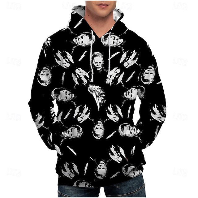  Halloween Michael Myers Bluza z Kapturem Nadruk Graficzny Na Dla par Męskie Damskie Dla dorosłych Halloween Karnawał Bal maskowy Druk 3D Codzienne