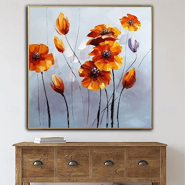  handgefertigtes Ölgemälde auf Leinwand, Wandkunst, Dekoration, modern, kleine frische Blumen, Pflanzen, Gänseblümchen für Zuhause, Tanzstudio, Dekor, gerolltes, rahmenloses, ungedehntes Gemälde