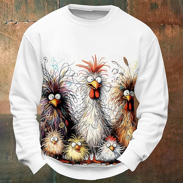  Halloween Homens Galinha camisolas Moletom Manga Longa Moletom Gola Redonda Engraçado impressao 3D Festa dia das Bruxas Feriado Crewneck Inverno Primavera & Outono