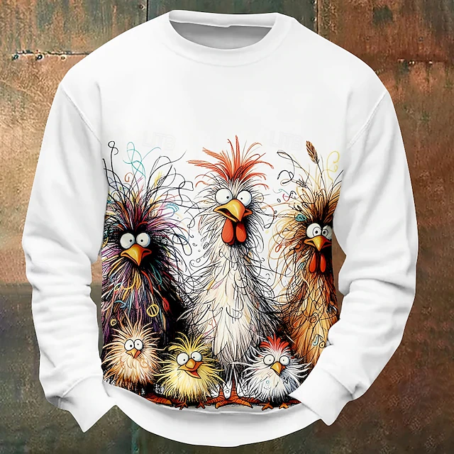 Halloween Men's Chicken Sweatshirts Sweatshirt Long Sleeve Sweatshirt Crew Neck Funny 3D Printing Party Halloween Holiday Crewneck Winter Spring & Fall 9