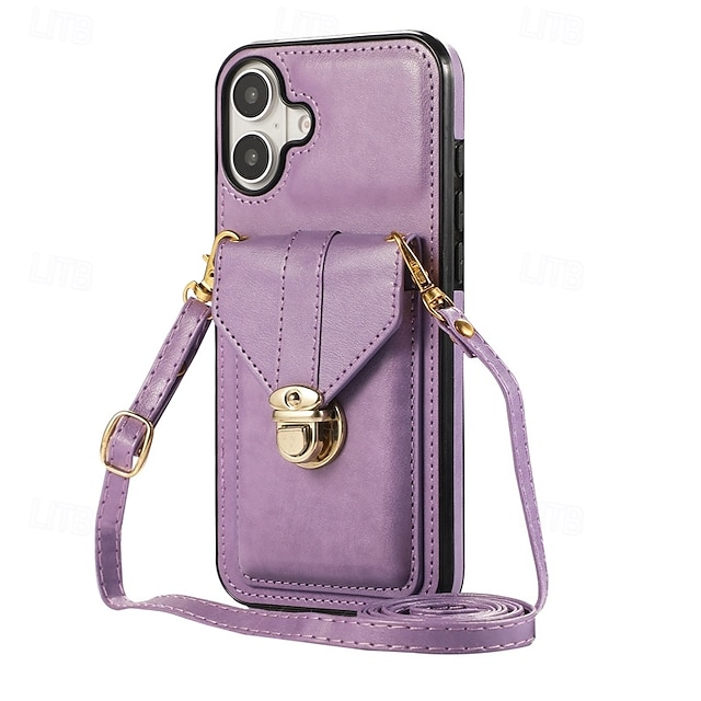  telefono Custodia Per iPhone 16 Pro Max Plus iPhone 15 Pro Max Plus iPhone 14 13 12 11 Pro Max Mini SE X XR XS Max 8 7 Plus Per retro Con supporto con cordino Slot per schede Retrò TPU pelle sintetica