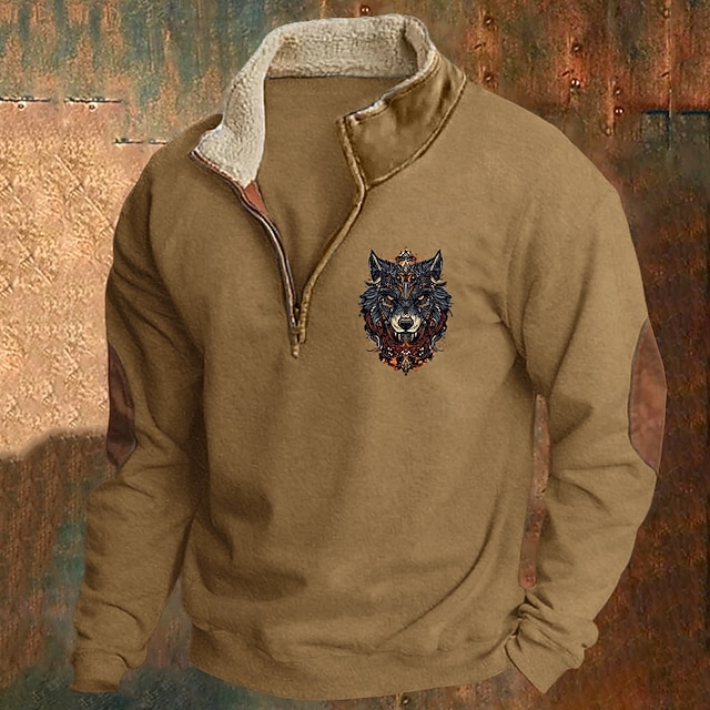  Men's Sweatshirt Quarter Zip Sweatshirt Black Navy Blue Khaki Gray Half Zip Plain Sports & Outdoor Daily Holiday Streetwear Cool Retro Winter Spring &  Fall Clothing Apparel Hoodies Sweatshirts 