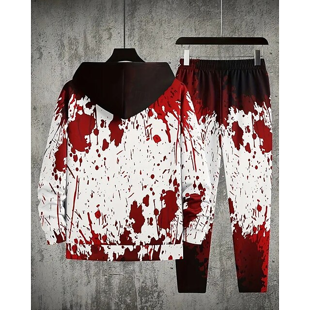 Halloween Boys 3D Graphic Letter Sports Suit Hoodie Set Tracksuits Long