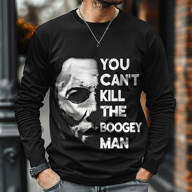 Halloween Men's Grimace T Shirt Long Sleeve T shirt 3D Print Crew Neck Shirt Designer Retro Vintage Street Casual Daily Black Summer Spring Fall Clothing Apparel S M L XL XXL XXXL4