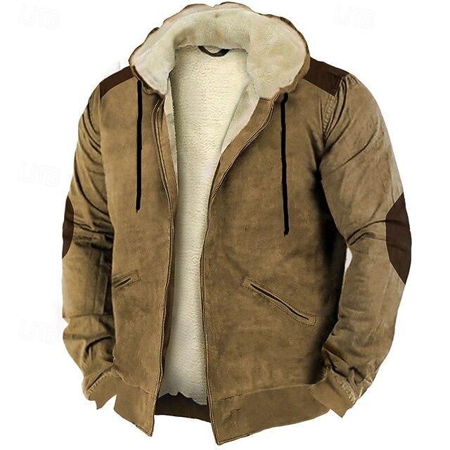  Homme Sweat à capuche zippé intégral Sweat à capuche zippé Sweat à capuche en polaire Bleu Marron Vert Kaki À capuche Bloc de Couleur Zip Up Patchwork Avec Poches Sport & Loisir Quotidien Fête