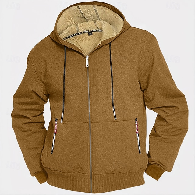  Per uomo Felpa con cappuccio Felpa con cappuccio a zip intera Giacca in Pile Felpa con cappuccio foderata in pile Nero Bianco Verde militare Blu marino Blu Reale Con Cappuccio Semplice Sport