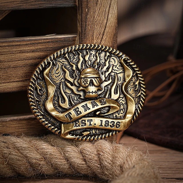 Men's Belt Buckle Buckle Silver Bronze Alloy Vintage Style Retro Vintage Ghost Texas Daily Religious Celebrations 6