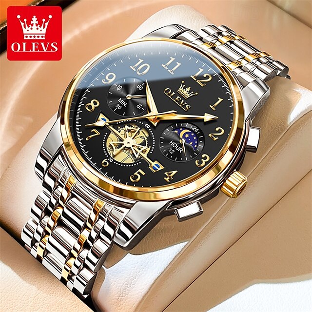 New Olevs Brand Trend Fashion Men'S Watches Luminous Chronograph Digital Scale Multifunction Waterproof Simple Quartz Watch Men'S Wristwatch