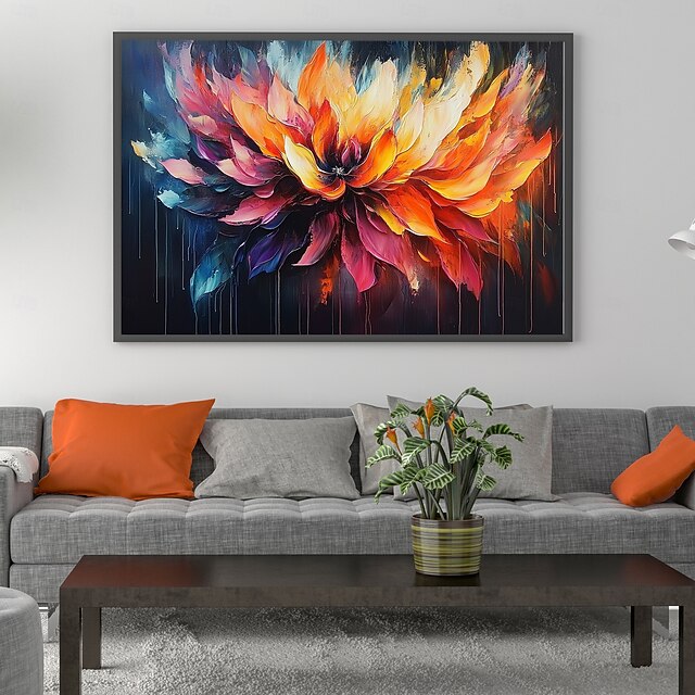 Handmade Original Colorful Flower Oil Painting On Canvas Abstract 3D ...