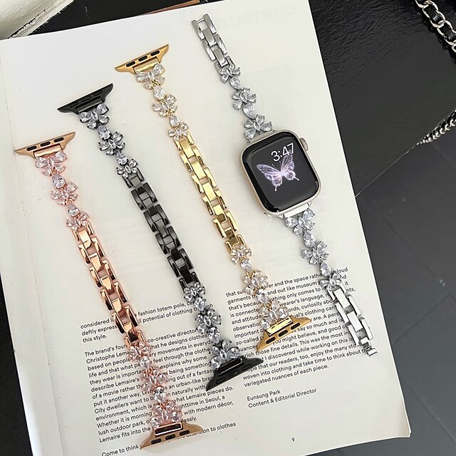  Solo loop Kompatibel med Apple Watch klockband 38mm 40mm 41mm 42mm 44mm 45mm 49mm Dam Bling Diamond Metalllås Legering Ersättningsurband för iwatch Ultra 2 Series 9 8 7 SE 6 5 4 3 2 1