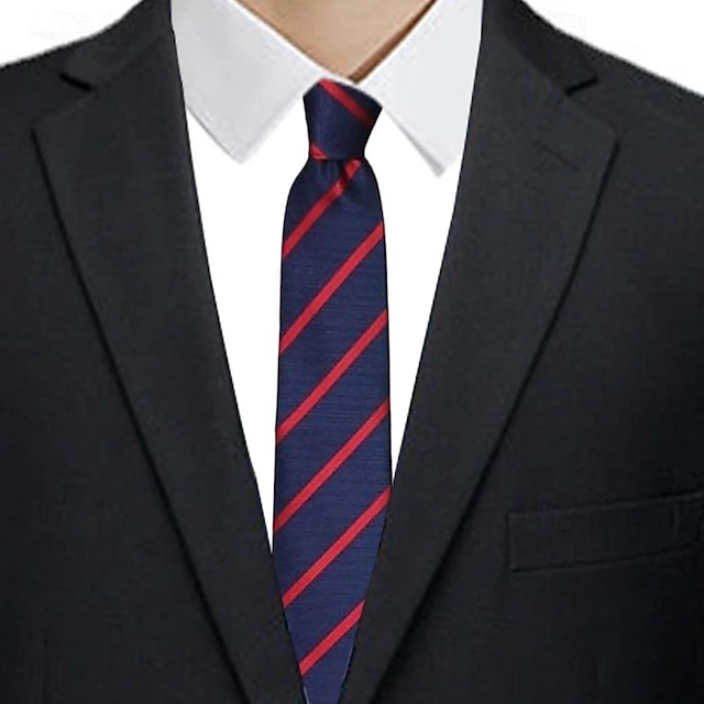 1Pc Men's Wedding Tie Narrow Stripe Tie 8cm Wide Men Arrow Pattern Tie 6