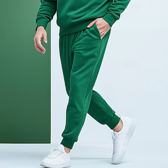 Men's Fleece Pants Sweatpants Joggers Trousers Pocket Drawstring Elastic Waist Plain Comfort Outdoor Daily Going out Fashion Streetwear Black Blue 9