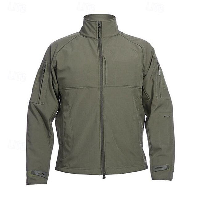  Herre Udendørs jakke Softshell jakke Trekking-jakke Vinter udendørs Patchwork Hold Varm Fleecefoer Vandtæt Vindtæt Fleece Jakker Varm taktisk jakke Fuld lynlås Klatring Camping / Vandring