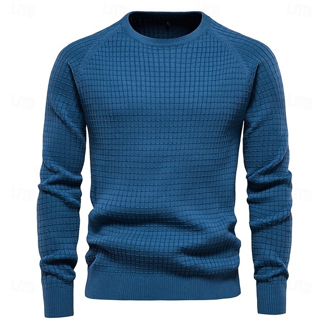100% Cotton Men Sweaters Soild Color O-neck High Quality Mesh Pullovers Male New Winter Autumn Basic Sweaters for Men 10