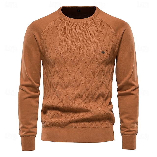  Argyle Basic Herrenpullover einfarbig Oansatz Langarm Strickpullover Herren Wintermode neue warme Pullover für Männer