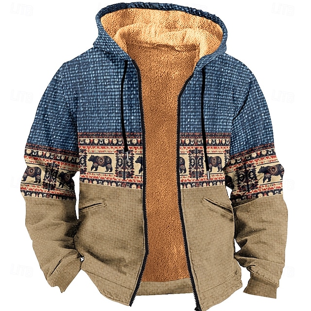  Men's Hoodie Hoodies Sweatshirt Hooded Sweatshirt 3D Printing Light Brown Fall / Winter Designer