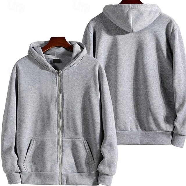  Férfi Uniszex Zip Up kapucnis pulóver Pulóver Teljes cipzáros kapucnis Gyapjú pulóver Fekete Arcpír rózsaszín Khakizöld Szürke Kapucni Sima Becipzároz Kollázs Sport & Szabadtéri Napi Szabadság