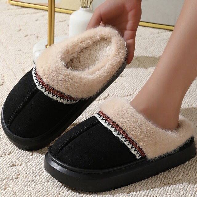  pantofole pelose con suola spessa autunno&pantofole invernali in cotone per esterni con interno in caldo peluche spesso e confortevole per la casa