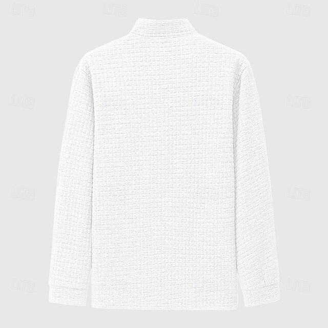 UNISEX WAFFLE ZIP LONG SLEEVE POLO main image 1