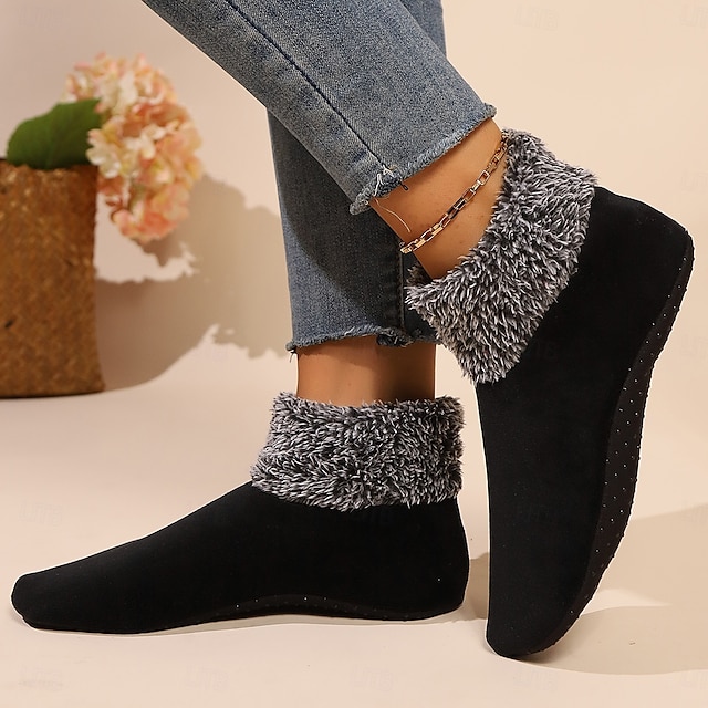  Calcetines térmicos antideslizantes para interiores, calcetines de suelo para mujer, calcetines peludos de invierno para mujer, calcetines gruesos que no se caen para yoga, pilates y baile