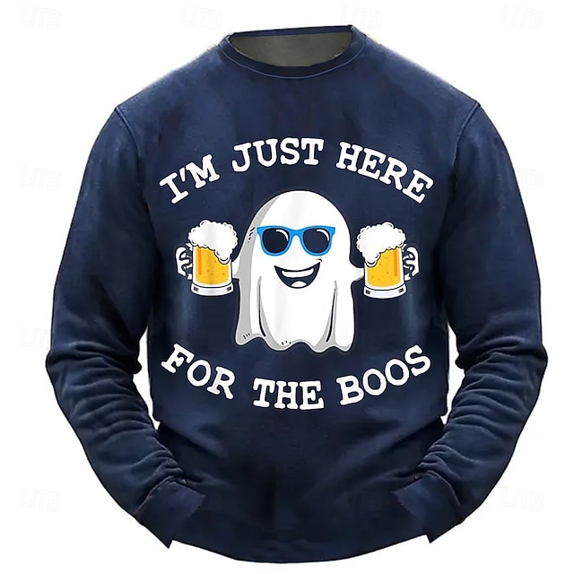  Carnaval Halloween Homme Fantôme Bière Sweats Sweat shirt manche longue Sweat-shirt Col Ras du Cou Le style mignon 3D effet Soirée Halloween Sport extérieur Col ras du cou Hiver Printemps & Automne