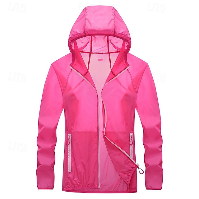  Women's Hiking Jacket Outdoor Sun Protection Breathable Front Zipper Lightweight Jacket Full Zip Beach White Pink Blue Fuchsia