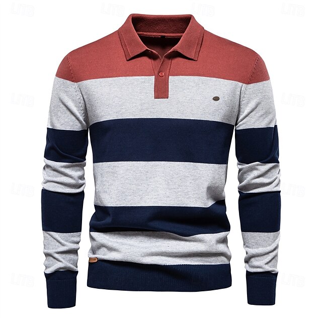  Hombre Pull-over Tejer Regular Color Mezclado Diseño Casual Diario Ropa Otoño invierno Rojo Azul Real S M L