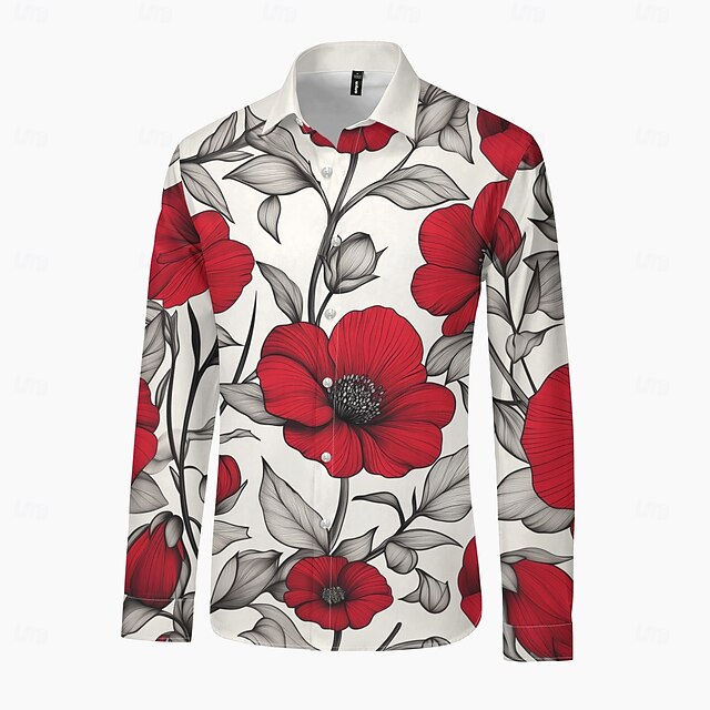 Flower / Plants Artistic Comfortable Fashion Casual Men's Long Sleeve
