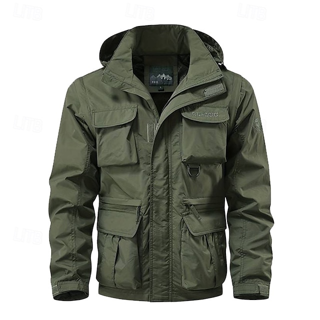  Per uomo Giubbino da escursione Giacca tattica Giacca a vento Sportivo Campeggio e hiking Impermeabile Antivento Design staccabile Primavera & Autunno Tinta unica Attivo Con cappuccio Standard Nero